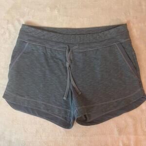 Athleta Techie Terry Drawstring Shorts Medium M Heather Blue Active Performance